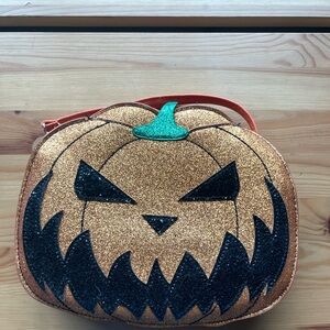 Orange and Black Halloween Cosmetic Bags with Pumpkin Design